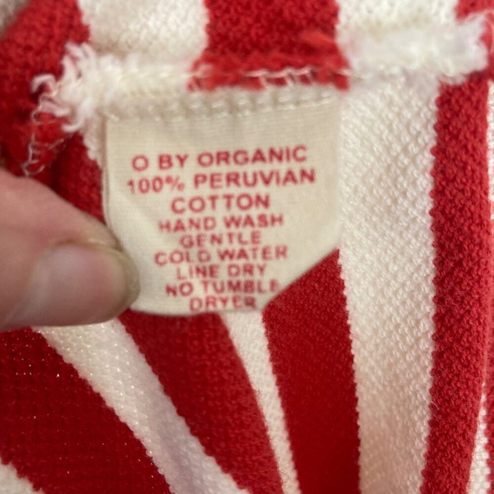 O By Organic Anthropologie Dress Small Red White Striped Peruvian Cotton Preppy - Picture 6 of 10